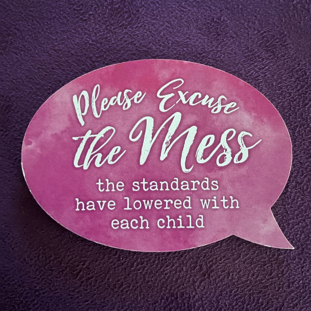 Please Excuse the Mess the Standards Have Lowered with Each Child Thought Bubble